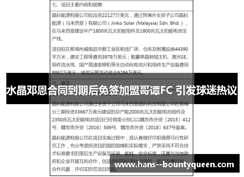 水晶邓恩合同到期后免签加盟哥谭FC 引发球迷热议